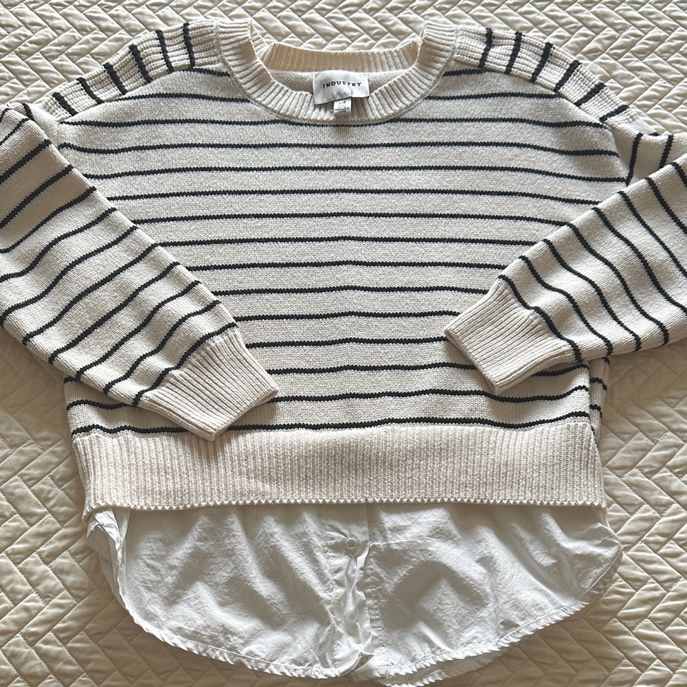Striped Cream And Black Layered Sweater